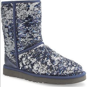 UGG Classic Short Midnight Blue Sequin Boots